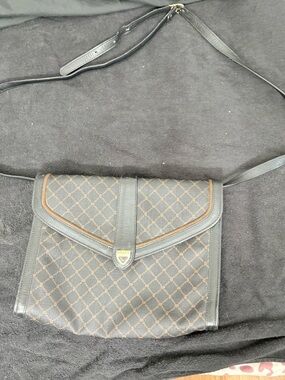 Bally Black and Brown Monogram cross body Bag with Gold Hardware